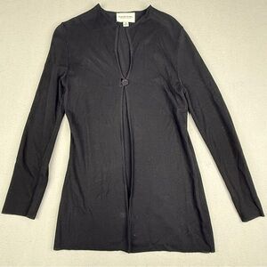Vintage Emanuel Ungaro Ribbed Rayon Cardigan Top S Black Made USA 90s